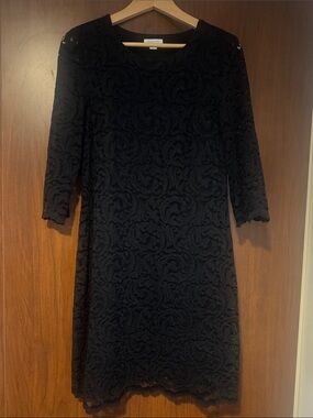 Garnet Hill Black Lace Long-Sleeve Sheath Dress